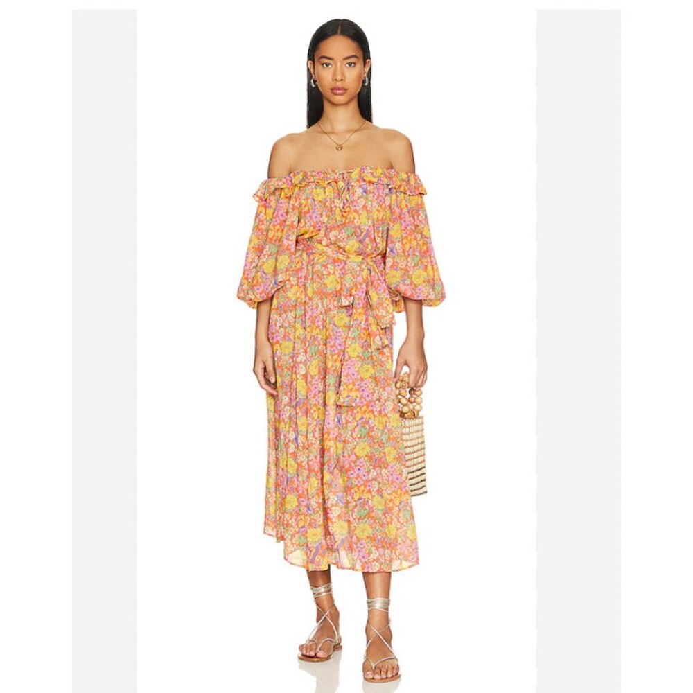 Spell Last Drinks Midi Dress Womens XS Multicolor Floral Maxi Boho Sundress